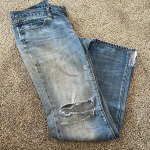 Distressed Blue Jeans